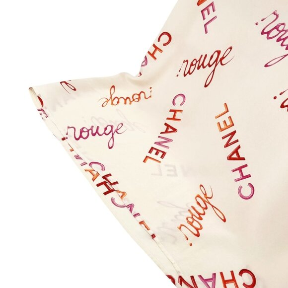 CHANEL Vintage CC Mark Logo Rouge Tank Top Cream Pink Orange Silk [105089] - Picture 6 of 11